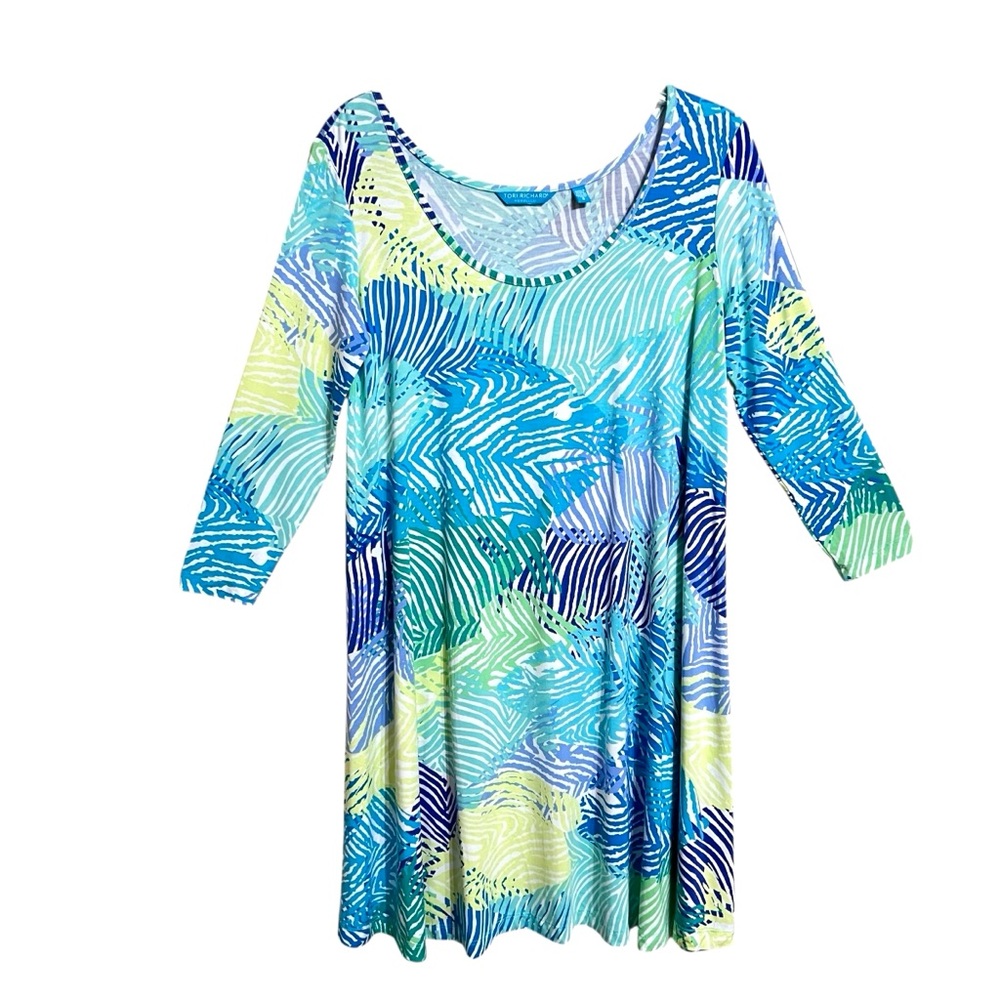 Tori Richard Hawaiian Tropical Leaf Resortwear Mini Dress Womens S Vacation Soft